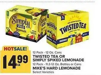 Food Lion Twisted tea or simply spiked lemonade, mike's hard lemonade offer