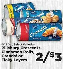 IGA Pillsbury crescents, cinnamon rolls, grands! or flaky layers offer