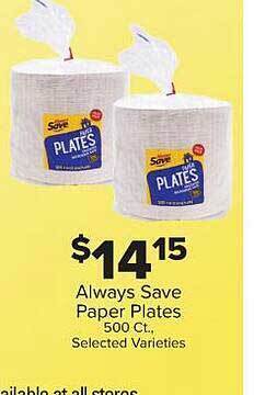 IGA Always save paper plates offer