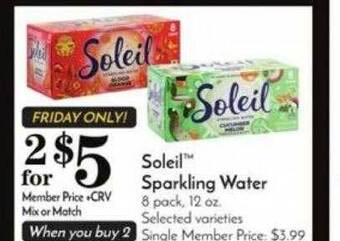 Pavilions Soleil sparkling water offer