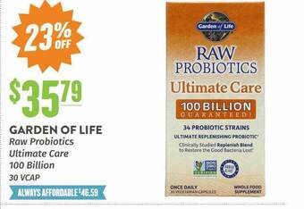 Natural Grocers Garden of life raw probiotics ultimate care 100 billion offer