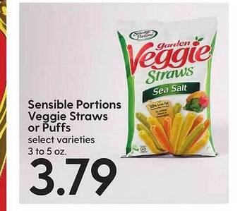 Hy-Vee Sensible portions veggie straws or puffs offer