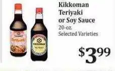 Rosauers Kikkoman teriyaki or soy sauce offer