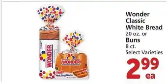 Vons Wonder classic white bread or buns offer