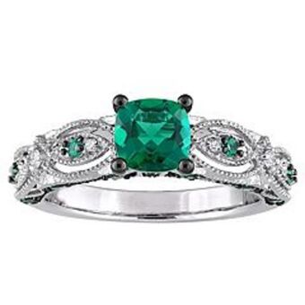 Kohl's Stella grace 10k white gold lab-created emerald & diamond accent vintage engagement ring offer