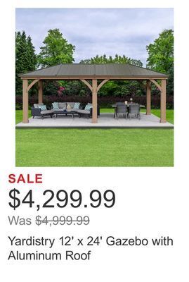 Costco Yardistry 12' x 24' gazebo with aluminum roof offer