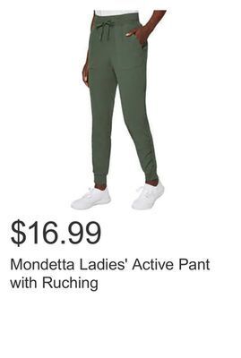 Costco Mondetta ladies' active pant with ruching offer