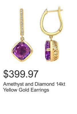 Costco Amethyst and diamond 14kt yellow gold earrings offer