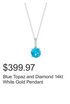Costco Blue topaz and diamond 14kt white gold pendant offer