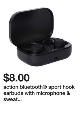 Five Below Action bluetooth® sport hook earbuds with microphone & sweat protection offer
