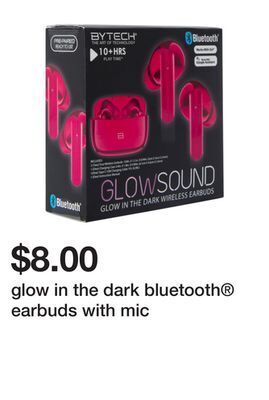 Five Below Glow in the dark bluetooth® earbuds with mic offer