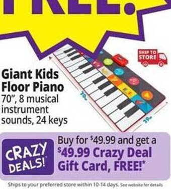 Ocean State Job Lot Giant kids floor piano offer