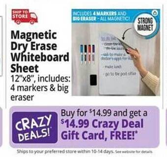 Ocean State Job Lot Magnetic dry erase whiteboard sheet offer