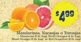 Supermercado Nuestra Familia Mandarin, navel oranges, bagel, blood oragen or red grapefruit offer