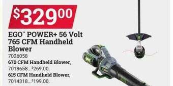 Ace Hardware Ego power+ 56 volt 765 cfm handheld blower offer