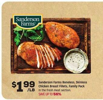Grocery Outlet Sanderson farms boneless, skinless chicken breast fillets, family pack offer