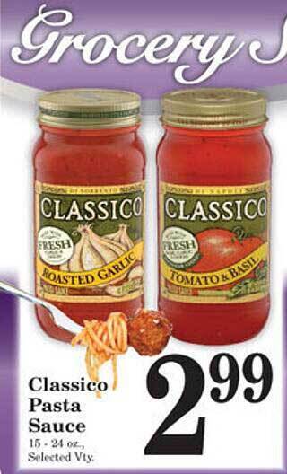 Harvest Foods Classico pasta sauce offer