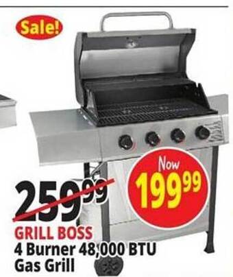 Ocean State Job Lot Grill boss 4 burner 48,000 btu gas grill offer