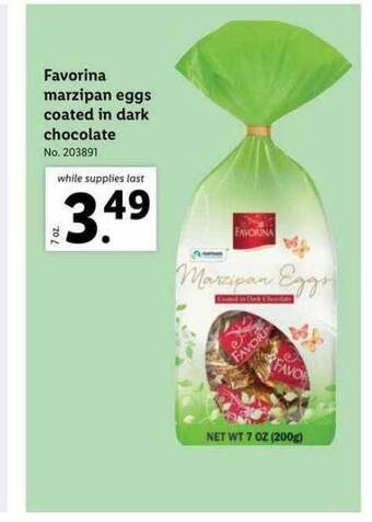 Lidl Favorina marzipan eggs coated in dark chocolate offer