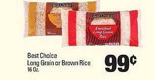 IGA Best choice long grain or brown rice offer