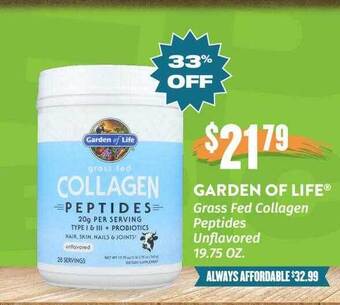 Natural Grocers Garden of life grass fed collagen peptides unflavored offer