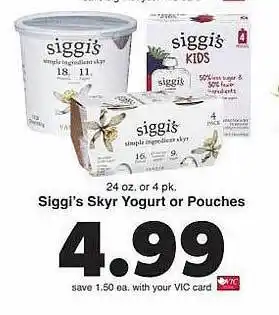 Harris Teeter Siggi's skyr yogurt or pouches offer