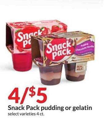 Hy-Vee Snack pack pudding or gelatin offer