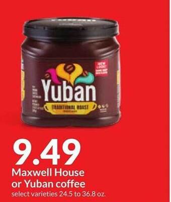 Hy-Vee Maxwell house or yuban coffee offer