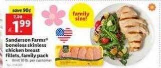 Lidl Sanderson farms boneless skinless chicken breast fillets, family pack offer