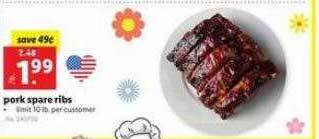Lidl Pork spare ribs offer
