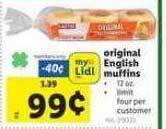 Lidl Original english muffins offer