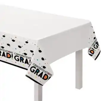 Party City Multicolor star congratulations grad plastic table cover, 54in x 102in offer
