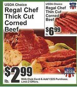 Key Food Regal chef thick cut corned beef offer