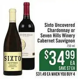 Haggen Food Sixto uncovered chardonnay or seven hills winery cabernet sauvignon offer