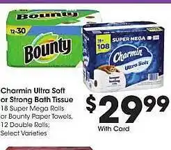 Pay Less Charmin ultra soft or strong bath tissue offer
