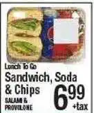 Western Beef Sandwich, soda & chips offer