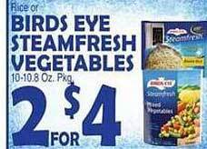 Bravo Supermarkets Birds eye steamfresh vegetables offer