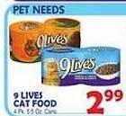 Bravo Supermarkets 9 lives cat food offer