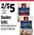 Pioneer Supermarkets Quaker grits offer
