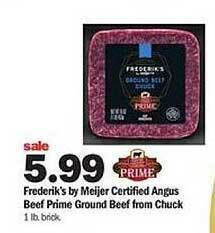Meijer Frederik's by meijer certified angus beef prime ground beef from chuck offer