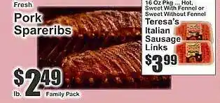 Super Fresh Pork spareribs offer