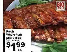 Food Town Store Fresh whole pork spare ribs offer