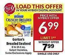 Big Y Gorton's breaded seafood offer