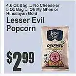 Key Food Lesser evil popcorn offer