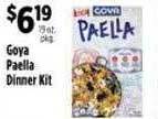 Pioneer Supermarkets Goya paella dinner kit offer
