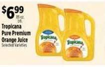 Pioneer Supermarkets Tropicana pure premium orange juice offer
