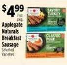 Pioneer Supermarkets Applegate naturals breakfast sausage offer