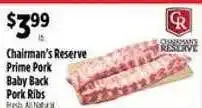 Pioneer Supermarkets Chairman's reserve prime pork baby back pork ribs offer