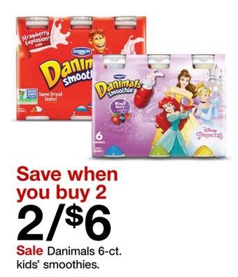 Target Danimals 6-ct. kids' smoothies. offer
