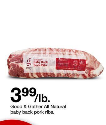 Target Good & gather all natural baby back pork ribs offer